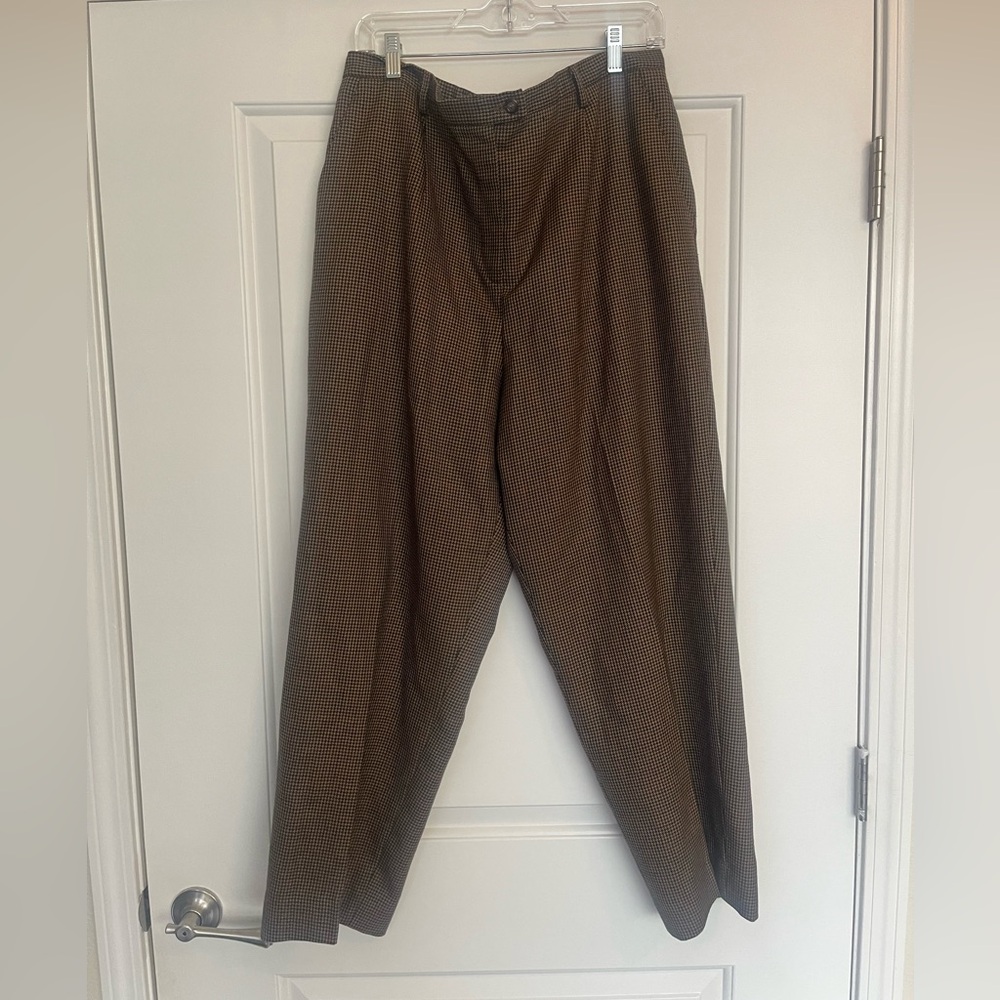 Vintage Pendleton Wool Houndstooth Plaid Slacks Womens 18 Brown l Academia ￼